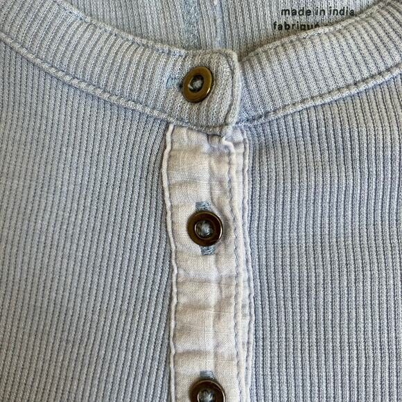 Anthropologie Pilcro XXS The Andie Ribbed Henley Top Short Sleeve Light Blue - Picture 16 of 16